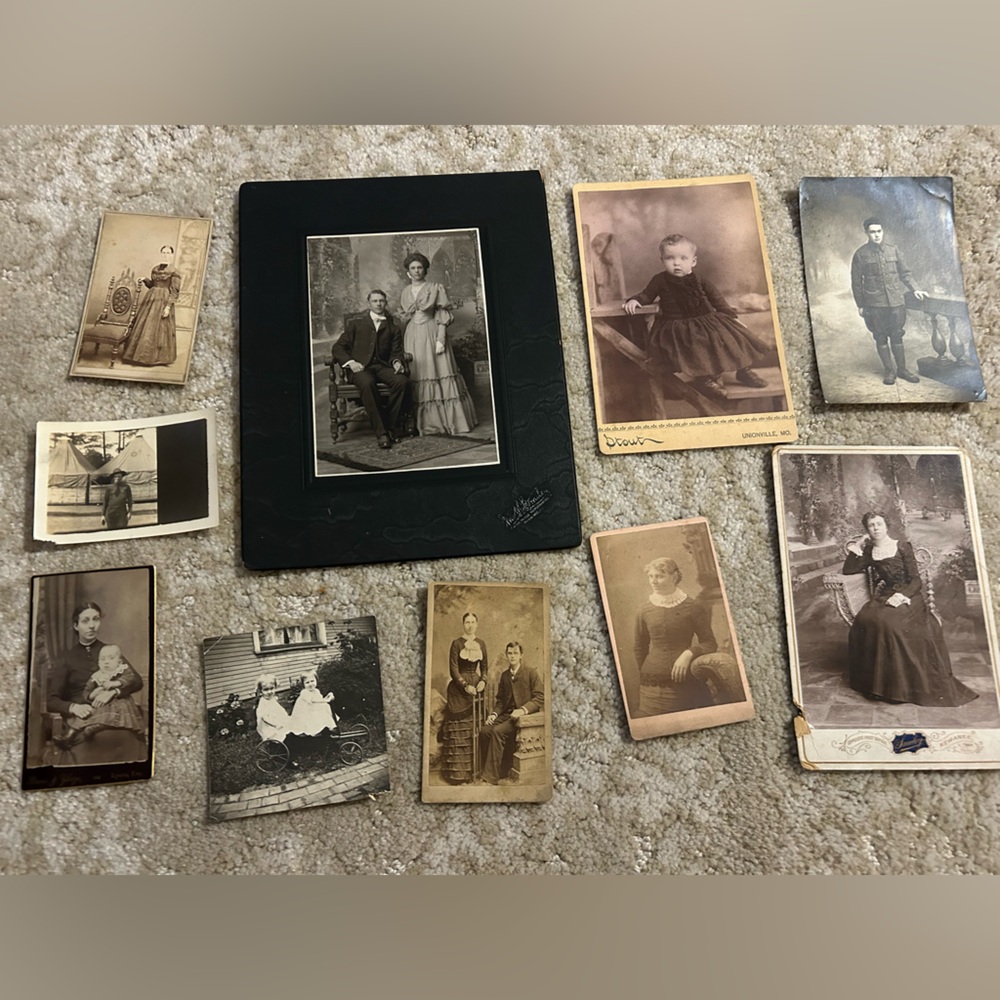 11 B & W antique photos. A variety.